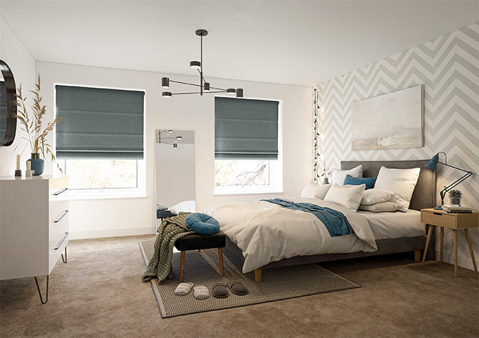 Classic Herringbone (Blackout), Grey - Roman Blind - Image 6